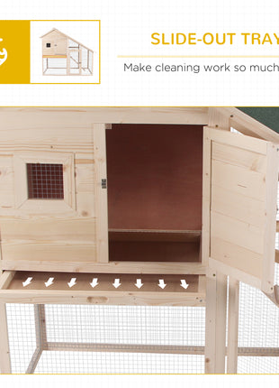 55" L 2-Tier Wooden Rabbit Hutch Bunny Cage