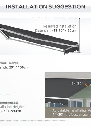 10' x 8' Electric Retractable Awning, Sun Shade Shelter，Remote Controller and Crank Handle for Deck, Balcony, Yard,