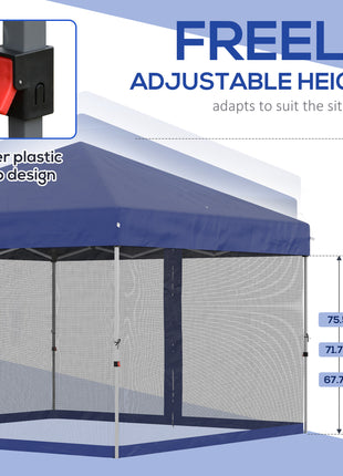 10' x 10' Pop Up Canopy Tent, Tents for Parties with Wheeled Carry Bag, Screen House Room, Height Adjustable Portable Gazebo, for Outdoor, Garden, Patio, Blue