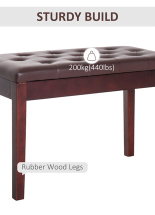 Piano Bench, Duet Piano Chair with Faux Leather Padded Cushion and Wooden Frame, Button Tufted Keyboard Bench, Brown