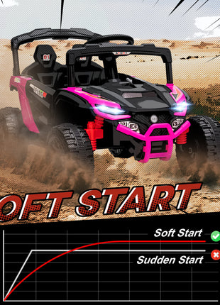 12V Kids Ride On Truck, Battery Powered Electric UTV Vehicle with Rear Suspension, Remote Control for 3-5 Years, Pink