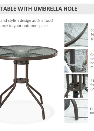6 Piece Patio Dining Set for 4 with Umbrella, with 4 Folding Dining Chairs & Round Glass Table for Garden, Gray