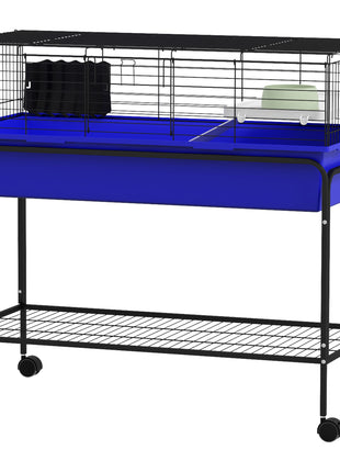 Two-Story Small Animal Cage Removable from Stand, Pet Habitat with Shelf & Wheels, 39" x 20.5" x 36.5", Blue