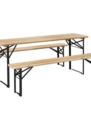6' Portable Picnic Table and Bench Set, Outdoor Wooden Folding Camping Dining Table Set for Patio Garden Outdoor Activities