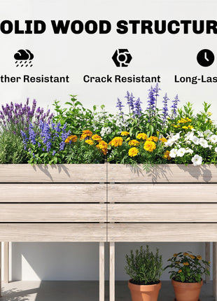4PCS Raised Garden Bed With Legs, Wooden Elevated Planter Box Kit with Bed Liner, DIY Shape, for Flowers Vegetables Backyard Patio Balcony, 110lb Capacity