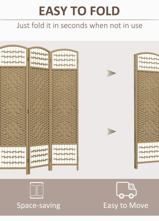 3 Panel Folding Room Divider Portable Privacy Screen Wave Fiber Room Partition for Home Office Natural