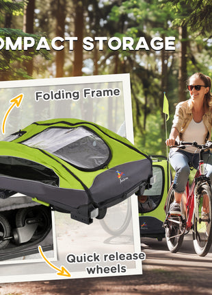 Bike Trailer for Kids 3 In1 Foldable Child Jogger Stroller Baby Stroller Transport Carrier with Shock Absorber System Rubber Tires Adjustable Handlebar Kid Bicycle Trailer Green and Gray