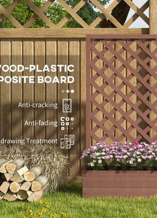 Trellis Planter Box for Climbing Plants, Raised Garden Bed w/ Trellis Lattice for Outdoor Garden, Backyard, Brown