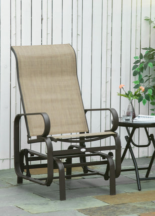 Gliding Lounger Chair, Single Rocker with Lightweight Metal & Mesh Construction, Tan