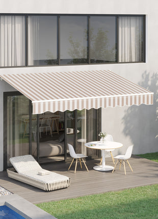 10' x 8' Retractable Sun Shade Patio/Window Awning - Polyester Fabric - Beige