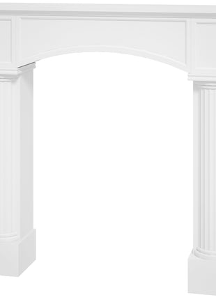 Modern Fireplace Mantel, Freestanding Fireplace Surround for Electric Fireplaces, 43.3" W x 39.8" H, White