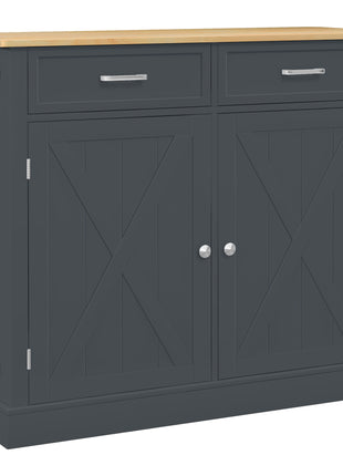 Rolling Kitchen Island with Drop Leaf Wood Breakfast Bar, Farmhouse Kitchen Cart with 2 Drawers, Adjustable Shelves for Dining Room, Dark Gray