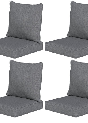 Patio Chair Cushions Set of 4 with Seat & Backrest, Fade Resistant Seat Replacement Cushion Set, Gray