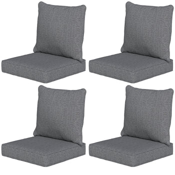 Patio Chair Cushions Set of 4 with Seat & Backrest, Fade Resistant Seat Replacement Cushion Set, Gray