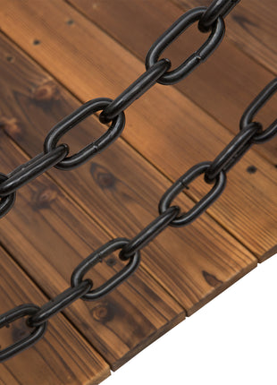 5 ft Wooden Garden Bridge Arc Footbridge with Metal Chain Railings & Solid Fir Construction, Carbonized