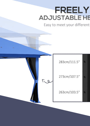 13' x 13' Pop Up Gazebo Instant Canopy Tent Shelter with 2-Tier Roof, Carry Bag, Wight Bags for Outdoor, Garden, Blue