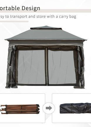11x11 Outdoor Canopy, Portable Gazebo with Zipper Netting & Carry Bag Perfect for Backyard, Patio, Garden, Camping, Dark Gray