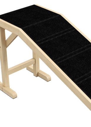 Dog Ramp for Bed, Pet Ramp for Dogs with Non-Slip Carpet and Top Platform, 74" x 16" x 25", Natural