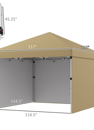 10' x 10' Pop Up Canopy with Sidewalls, Weight Bags and Carry Bag, Height Adjustable Tent for Parties, Beige