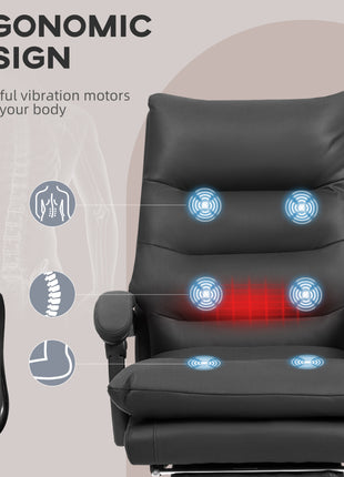 Massage Office Chair with Heat Function, Computer Desk Chair with Footrest Swivel Wheels, Black