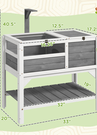 Tortoise Habitat with Shelf Storage Tortoise Gift Accessory with Weather Protection for Indoor, Light Gray