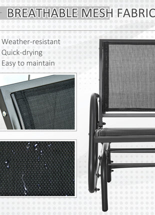 2-Piece Outdoor Glider Swing, Rocking Chair Set with Breathable Mesh Fabric, Sturdy Durable Frame, Curved Armrests, Supports Up to 264 lbs., for Backyard, Garden, Porch, Black