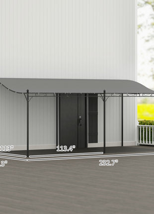 10' x 20' Wall-Mounted Outdoor Pergola Canopy, Metal Patio Canopy with Drainage Holes for Backyard, Garden, Dark Gray
