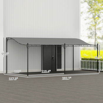 10' x 20' Wall-Mounted Outdoor Pergola Canopy, Metal Patio Canopy with Drainage Holes for Backyard, Garden, Dark Gray