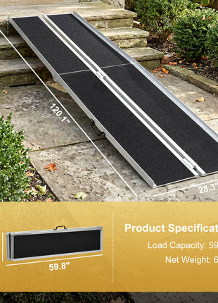 10' Skidproof Portable Wheelchair Ramp for Home, Steps, Doorways, Carpeted Foldable Handicap Ramp, Threshold Ramp
