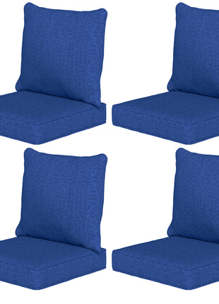 Patio Chair Cushions Set of 4 with Seat & Backrest, Fade Resistant Seat Replacement Cushion Set, Navy Blue
