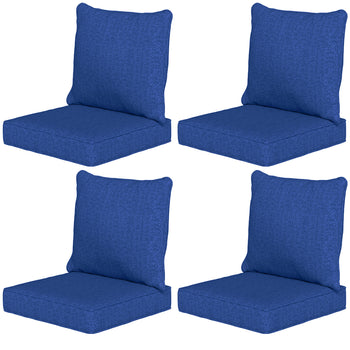 Patio Chair Cushions Set of 4 with Seat & Backrest, Fade Resistant Seat Replacement Cushion Set, Navy Blue