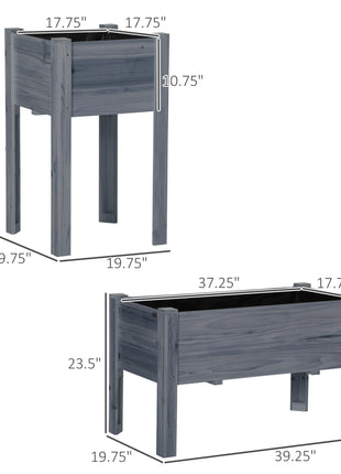 Raised Garden Bed Set of 3, Elevated Wood Planter Box with Legs and Bed Liner for Backyard and Patio to Grow Vegetables, Herbs, Gray