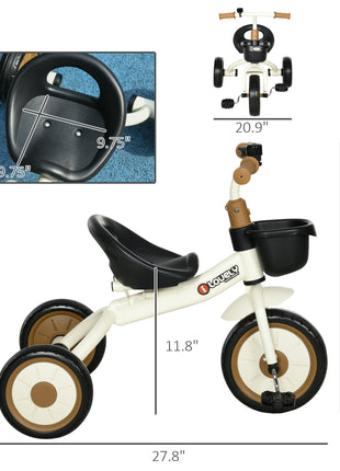Tricycle for Kids Age 2-5, Toddler Bike for Children, White