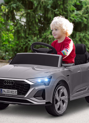 Audi Q8 e-tron Sportback Licensed 12V Battery Powered Kids Electric Car w/ Spring Suspension, Soft Start, Gray