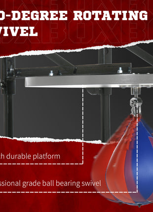 Adjustable Speed Bag Platform, Wall Mounted Speed Bags for Boxing, with 360-Degree Swivel and 10'' Speedbag