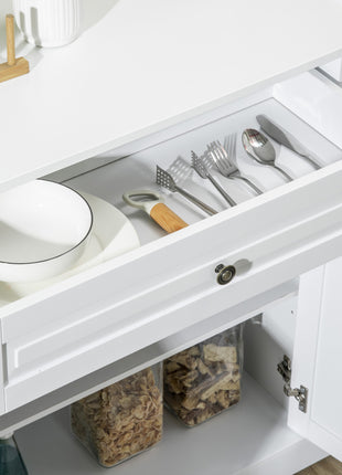 Sideboard Buffet Cabinet, Modern Accent Cabinet with 2 Drawers and Adjustable Shelves, Entryway Cabinet, White