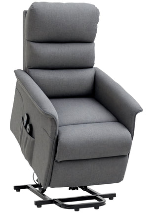 Power Lift Chair with Vibration Massage, Fabric Upholstered Recliner Chair for Elderly with Remote Control, Side Pockets, Grey