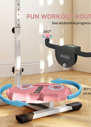 Foldable Ab Twister Board for Waist Trimming with LCD Display, Ab Workout Equipment for Women and Men, Pink