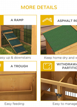 2 Level 59" Outdoor Rabbit Hutch with Openable Top, Yellow