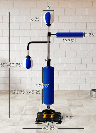 4.6'-6.7' Speed Bag Boxing Bag Stand, Reflex Bag Boxing Training Equipment, Speed Punching Bag, Blue