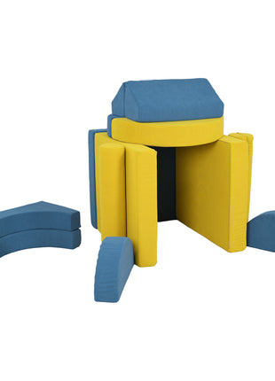 14 Pieces Foam Climbing Blocks for Toddlers, Indoor Climb and Crawl Activity Play Set, Yellow