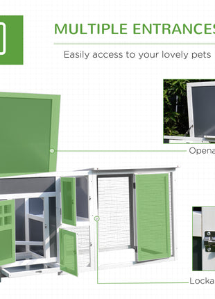 63" Chicken Coop Wooden Chicken House Rabbit Hutch Poultry Cage Hen Pen Backyard PC Roof with Run Box