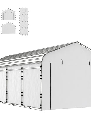 Carport Replacement Sidewall Panel for 10' x 15' Carports, UPF50+ Waterproof Replacement Side Wall Cover, White