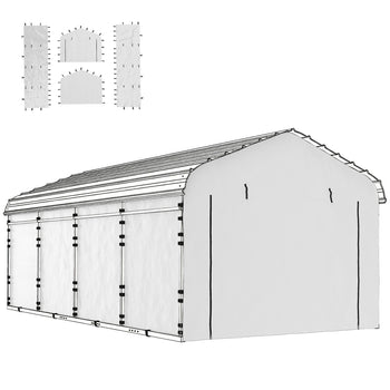 Carport Replacement Sidewall Panel for 10' x 15' Carports, UPF50+ Waterproof Replacement Side Wall Cover, White