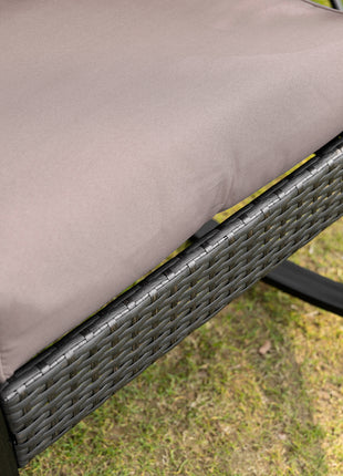 Outdoor Wicker Rocking Chair with Padded Cushions, Aluminum Furniture Rattan Porch Rocker Chair w/ Armrest for Garden, Patio, and Backyard, Gray