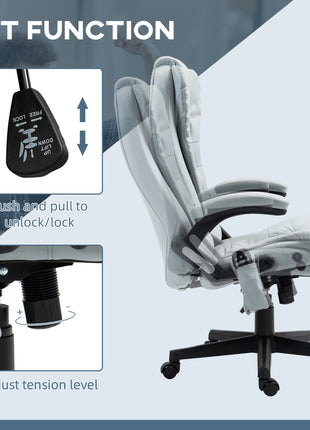 6 Point Vibrating Massage Office Chair with Heat, Microfiber Massage Desk Chair with Reclining Backrest, Light Gray