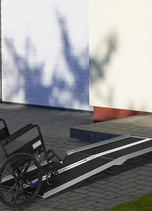 8' Skidproof Portable Wheelchair Ramp for Home, Steps, Doorways, Carpeted Foldable Handicap Ramp, Threshold Ramp