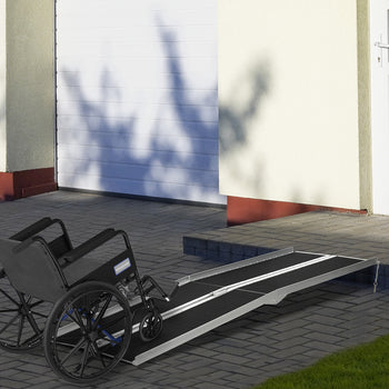 8' Skidproof Portable Wheelchair Ramp for Home, Steps, Doorways, Carpeted Foldable Handicap Ramp, Threshold Ramp