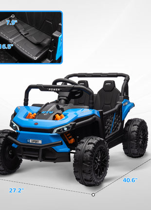 12V Ride On Truck, Battery Powered Electric Car for Kids w/ Remote Control, 4-Wheel Suspension & LED Lights, Blue