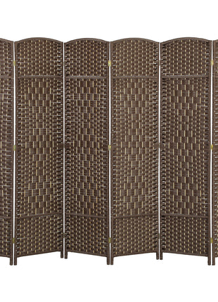 Folding Room Divider Screen 6 Panel 6' Tall Privacy Screen Freestanding Wood Partition for Home Office, Brown